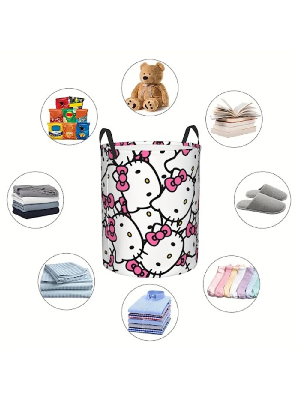 #HK-2268 Hello Kitty Laundry Hamper - Trash Storage -Polyester - Water Resistant